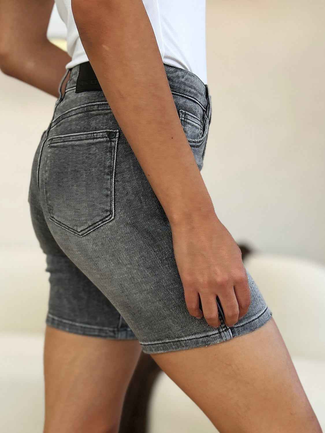 Judy Blue Full Size High Waist Washed Denim Shorts - Damned Threads